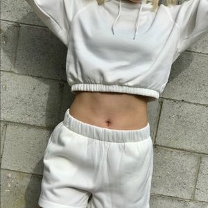 Cozy & Soft Fleece Hoodie Short Crop Set